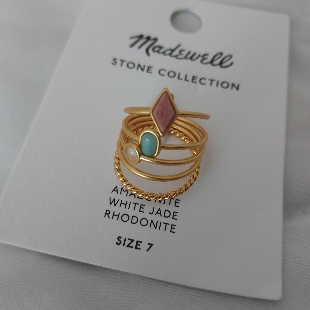 NWT Madewell Stone Collection ring & necklace set, ring sz 7 - Picture 3 of 8
